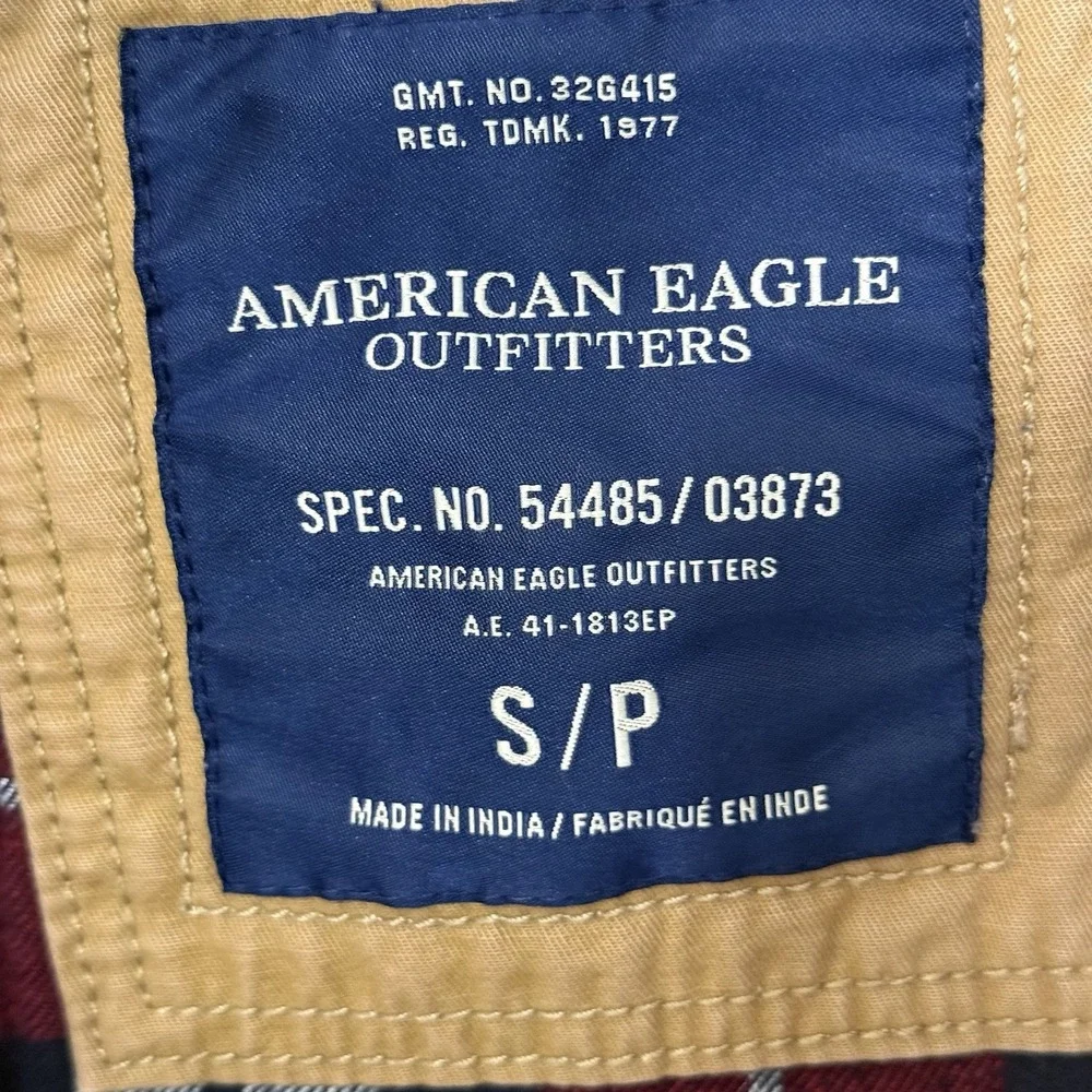 American Eagle Canvas Plaid Flannel Lined Chore Jacket Mens Sz Small 2013